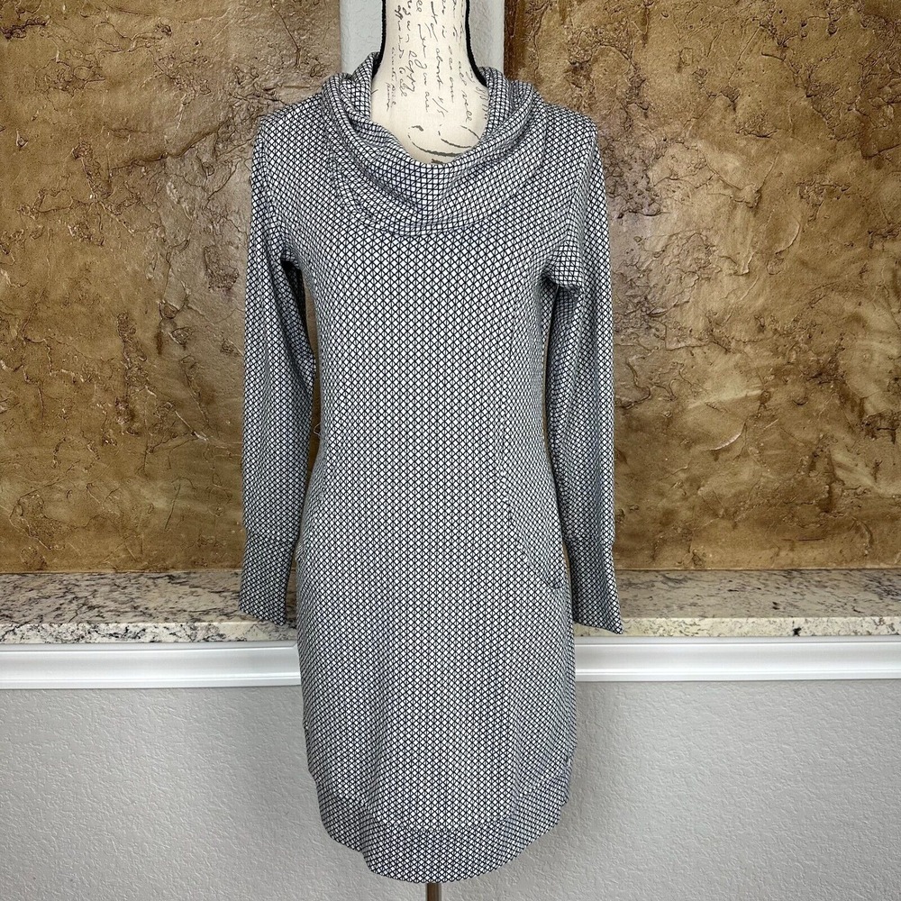 Merrell Indira Sweater Dress Womens Medium Cowl Neck Geometric Long Sleeve